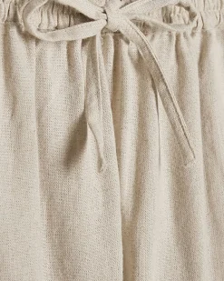 Beige Linen Blend Shorts