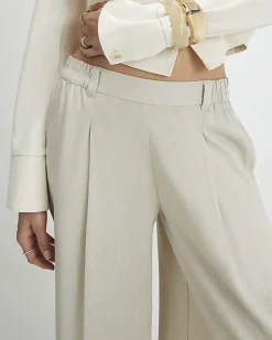 Beige Linen Blend Tailored Joggers