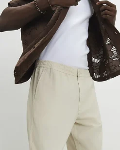 Beige Linen Blend Trousers
