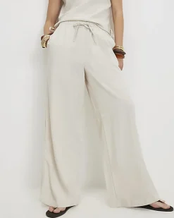Beige Linen Blend Trousers