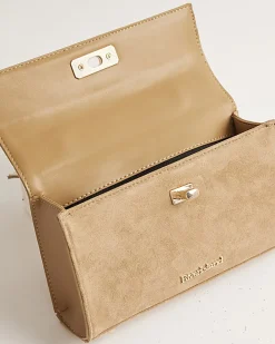 Beige Lock Front Tote Bag