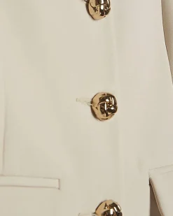Beige Long Sleeve Collared Structured Jacket