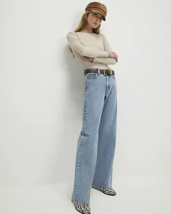 Beige Long Sleeve Scallop Trim Top