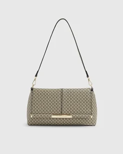Beige Monogram Bar Front Clutch Bag
