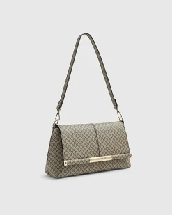 Beige Monogram Bar Front Clutch Bag