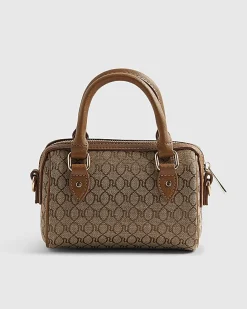 Beige Monogram Mini Diamante Bowler Bag