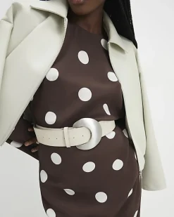 Beige Moon Buckle Waist Belt