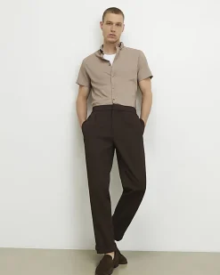 Beige Muscle Fit Textured Shirt