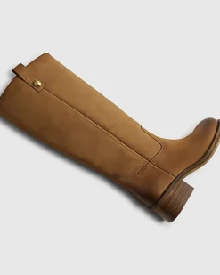 Beige Nubuck Leather Knee High Boots