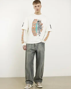 Beige Oversized Fit Layered T-Shirt