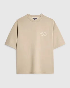 Beige Oversized Fit Midweight Graphic T-Shirt