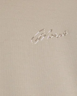Beige Oversized Fit Script Graphic Hoodie
