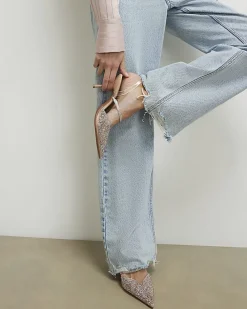 Beige Perspex Embellished Court Heels
