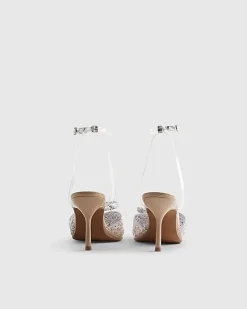 Beige Perspex Embellished Court Heels