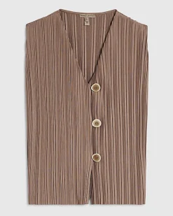 Beige Plisse Waistcoat