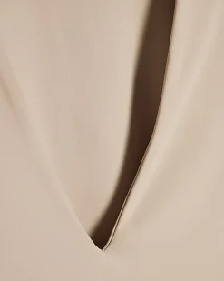 Beige Plunge Neckline Long Sleeve Bodysuit