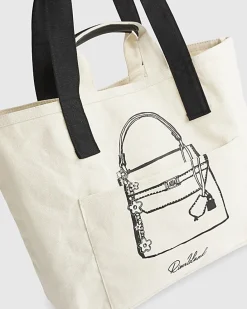 Beige Pocket Front Canvas Tote Bag
