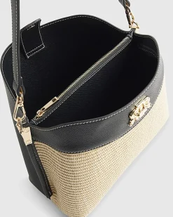 Beige Raffia Bucket Bag