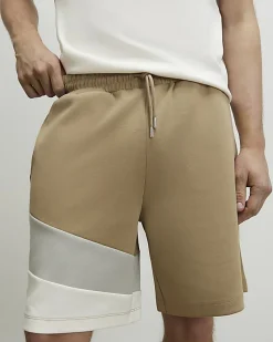Beige Regular Fit Colour Block Shorts