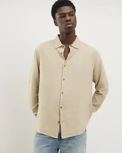 Beige Regular Fit Linen Blend Shirt