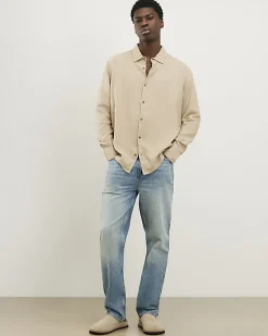 Beige Regular Fit Linen Blend Shirt