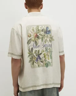 Beige Regular Fit Linen Blend Floral Shirt