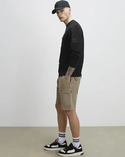 Beige Regular Fit Longer Length Cargo Shorts