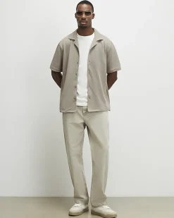 Beige Regular Fit Revere Short Sleeve Shirt