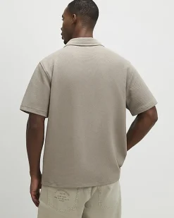 Beige Regular Fit Revere Short Sleeve Shirt