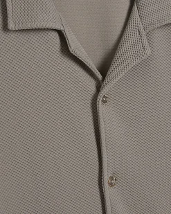 Beige Regular Fit Revere Short Sleeve Shirt