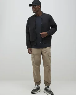 Beige Regular Fit Stretch Cargo Trousers