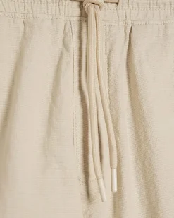 Beige Regular Fit Stretch Textured Shorts