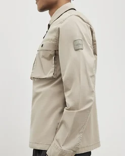 Beige Regular Fit Utility Zipped Overshirt