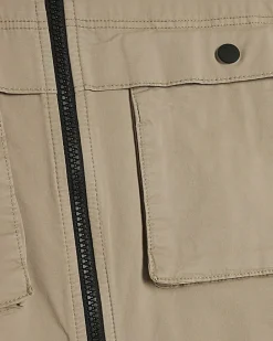 Beige Regular Fit Utility Zipped Overshirt
