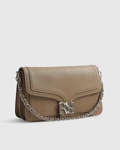 Beige RR Flap Front Shoulder Bag