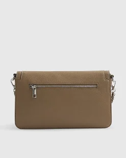 Beige RR Flap Front Shoulder Bag