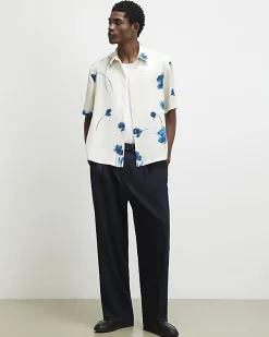 Beige Satin Floral Shirt