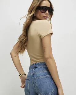 Beige Scoop Neck Bodysuit