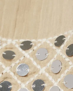 Beige Sequin Embellished Shorts