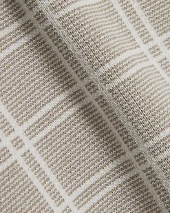Beige Short Sleeve Checked Knit Polo Shirt