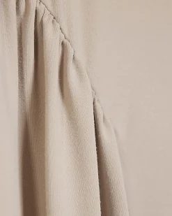 Beige Short Sleeve Fitted Waist Maxi Dress