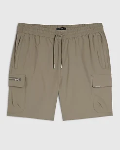Beige Skinny Fit Stretch Cargo Shorts