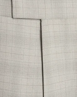 Beige Skinny Fit Stretch Check Suit Trousers