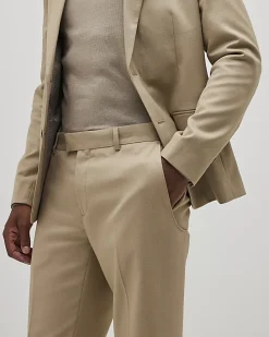 Beige Skinny Fit Textured Suit Trousers