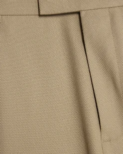Beige Skinny Fit Textured Suit Trousers