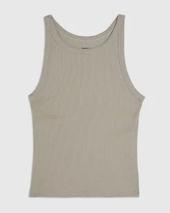 Beige Sleeveless Ribbed Cami Top