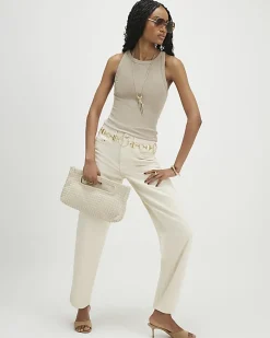 Beige Sleeveless Ribbed Cami Top