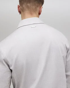 Beige Slim Fit Check Harrington Jacket