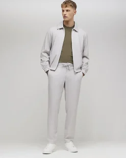 Beige Slim Fit Check Harrington Jacket