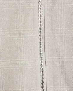 Beige Slim Fit Check Harrington Jacket